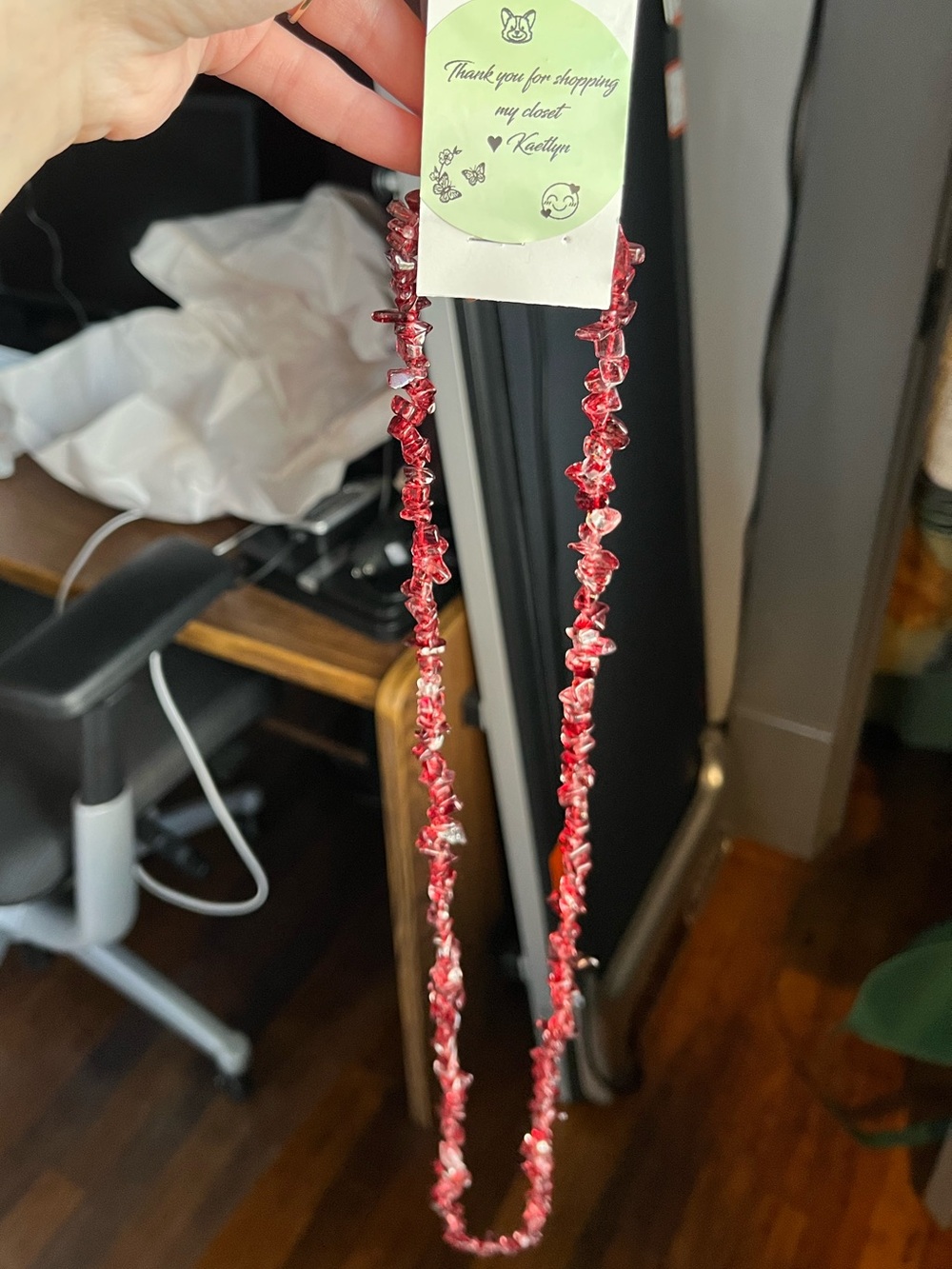 Red Bead Chip Necklace Set - Women Jewelry